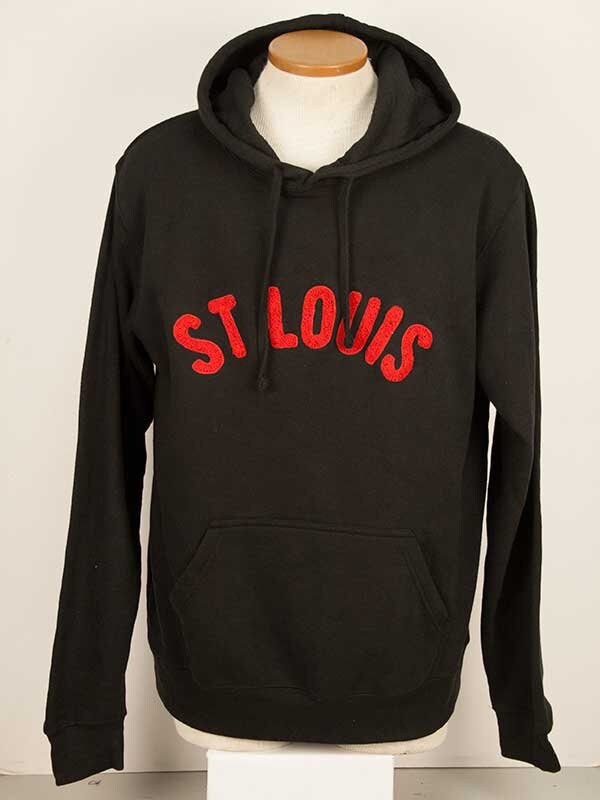 Black St Louis Hoodie (8620) Sweatshirt with Chenille Letters in any Color Custom Made for You
