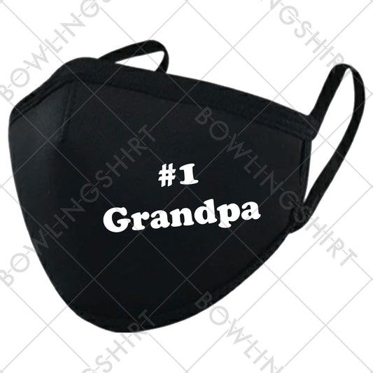 Number #1 Grandpa Black Printed Mask #54