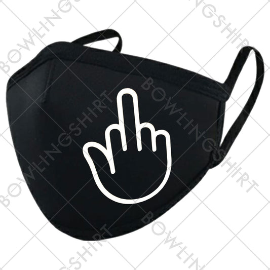 Wear your mask! Middle Finger Funny Black Cloth Mask Black #8
