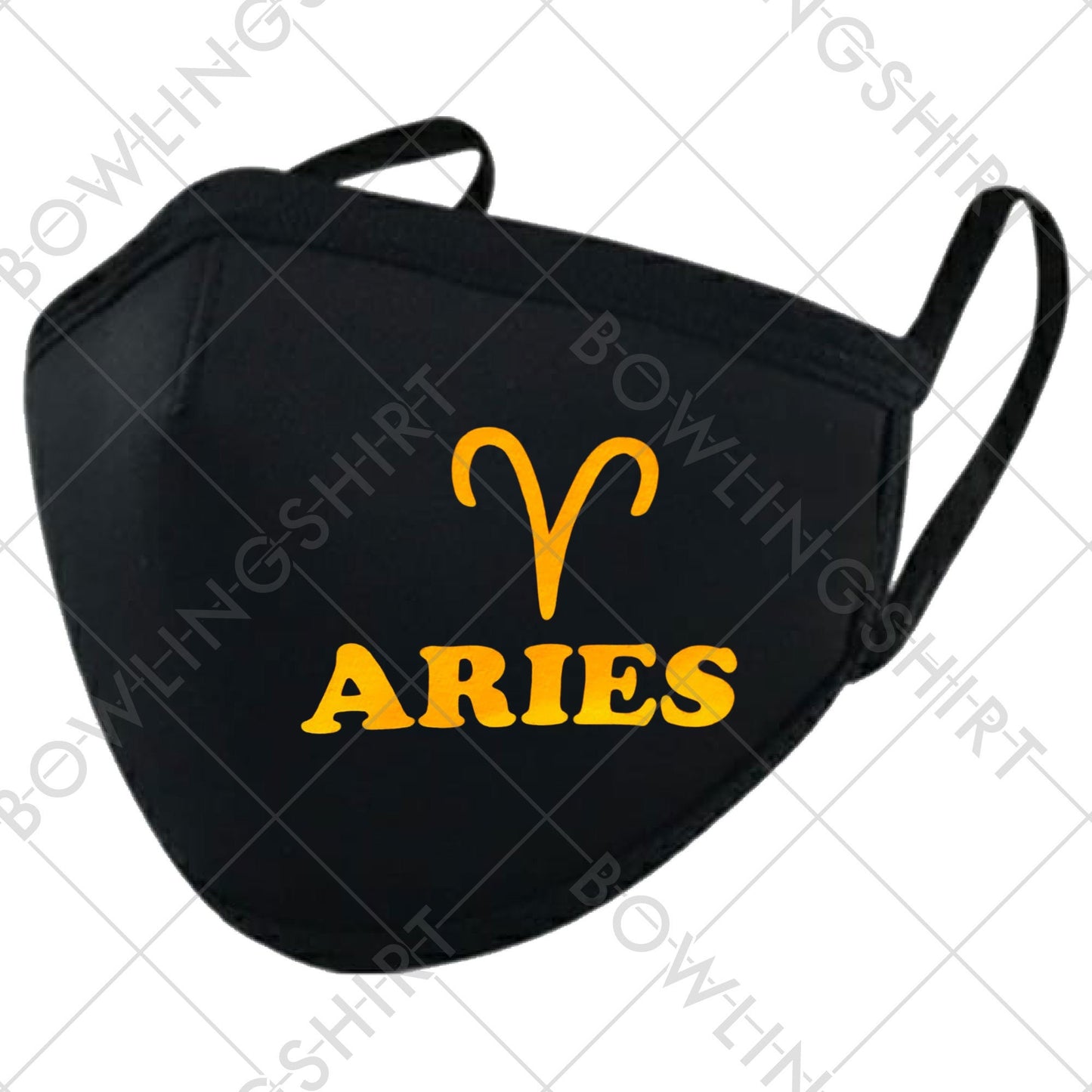Aries Zodiac Sign Printed in Gold Black Mask #141
