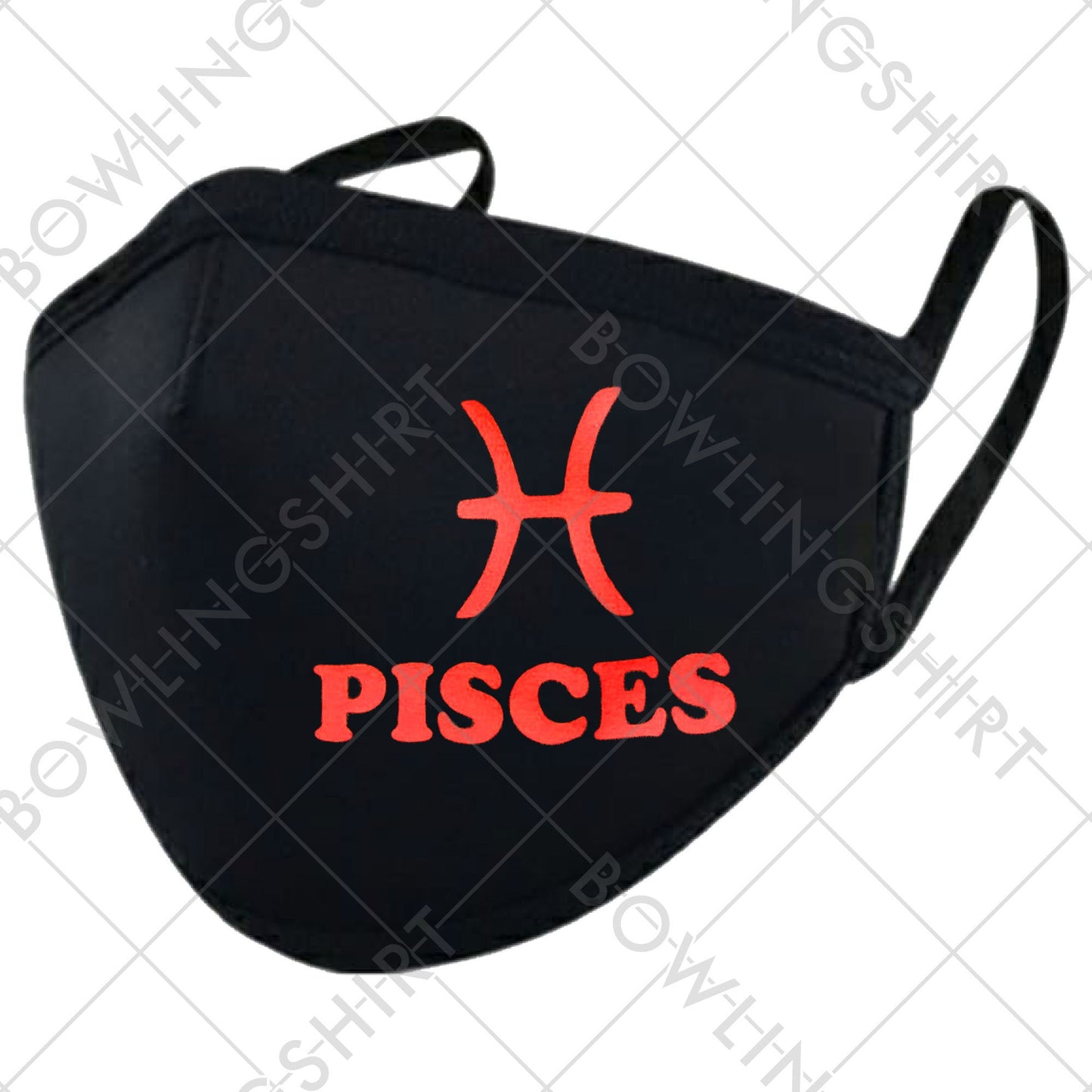 Pisces Zodiac Sign Printed in Red Black Mask