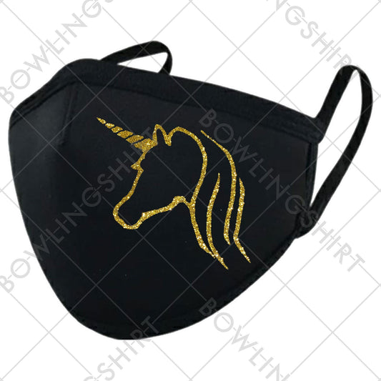 Wear your mask! Golden Glitter Unicorn Adult #60