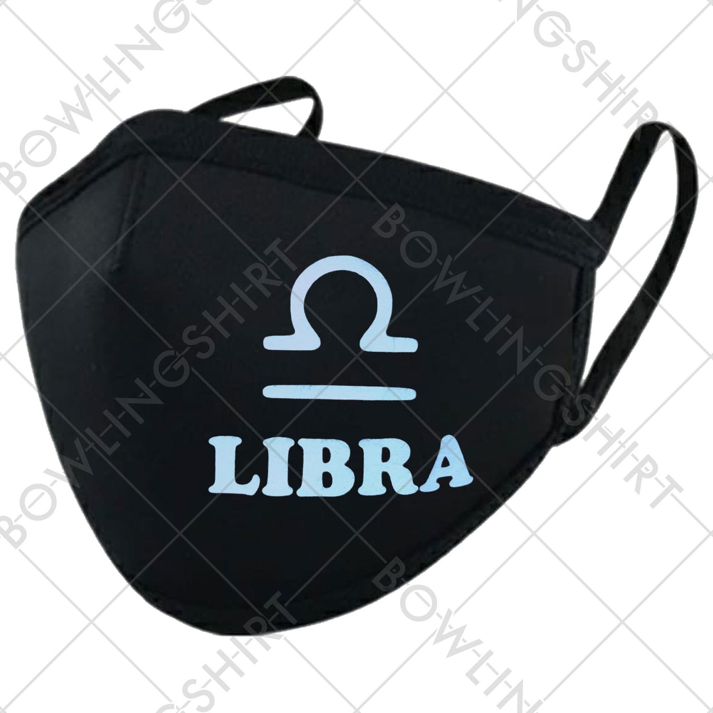 Libra Zodiac Sign Printed in Light Blue Black Mask #143