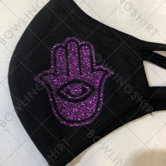 Purple Glitter Hamsa Mask