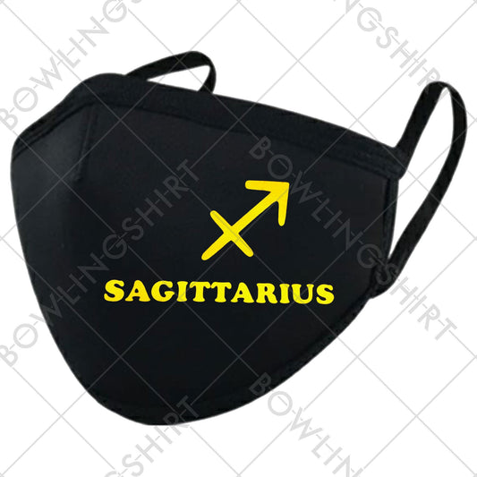 Sagittarius Zodiac Sign Printed in Gold Black Mask #141