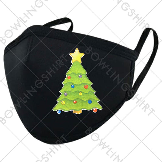 Christmas Tree Printed Black Cloth Mask #35