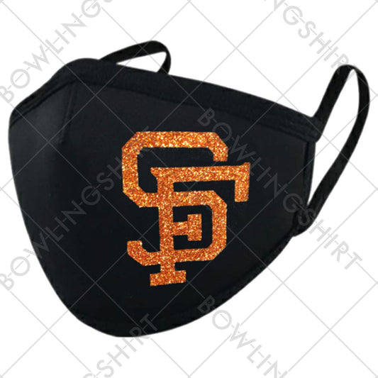 San Francisco  Orange Glitter Black Mask