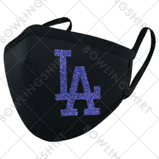 Los Angeles Designer Glitter Black Printed Mask