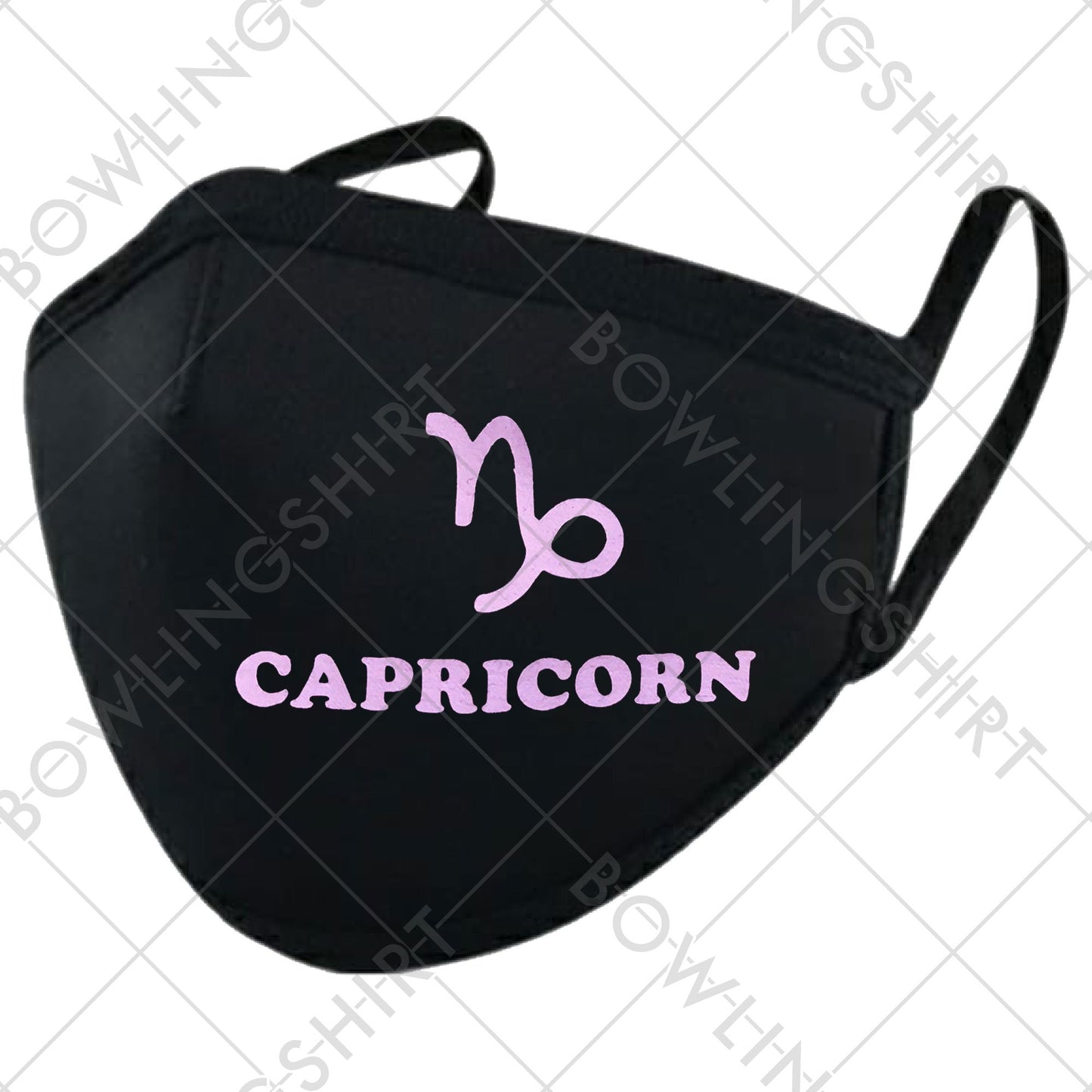 Capricorn Zodiac Sign Printed in Light Purple  Black Mask #144