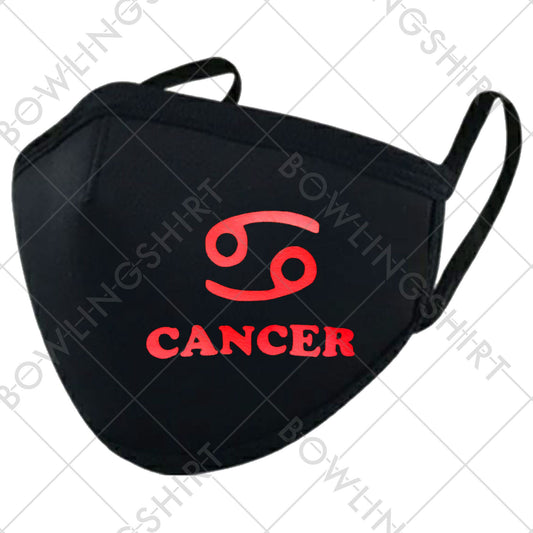 Cancer Zodiac Sign Printed in Red  Black Mask #142