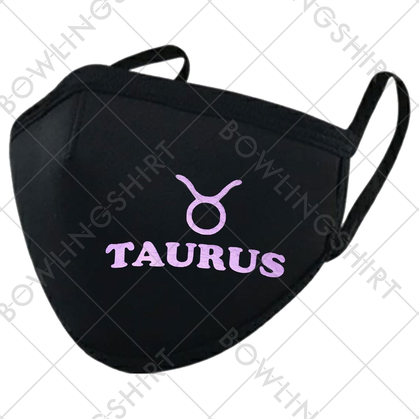 Taurus Zodiac Sign Printed in Light Purple  Black Mask #144