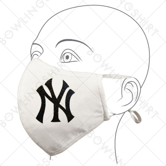 New York White mask with black glitter #107