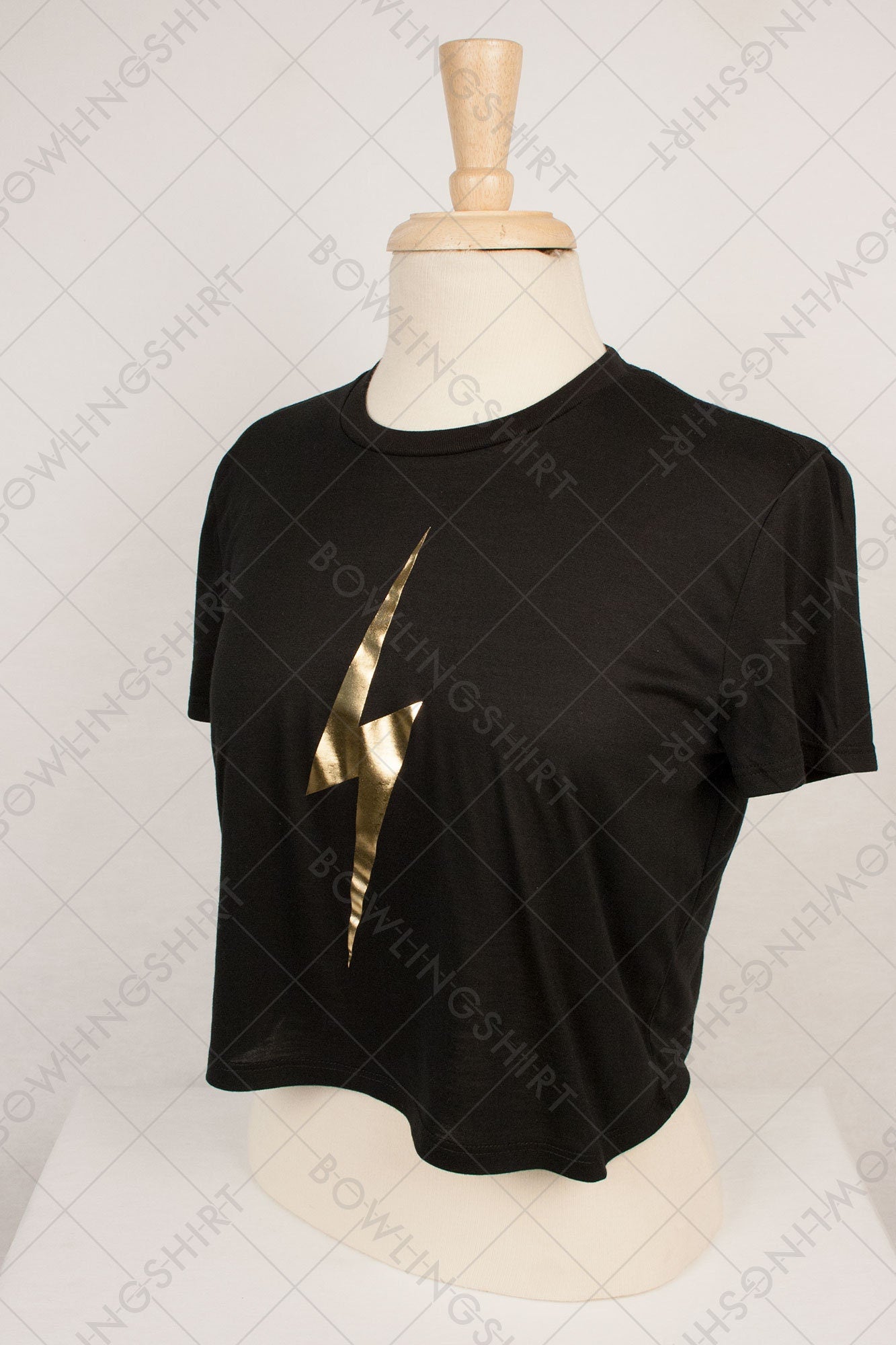 Metallic Lightening Bolt Bella Canvas Flowy T-shirt Crop Top Black 8882 design 132