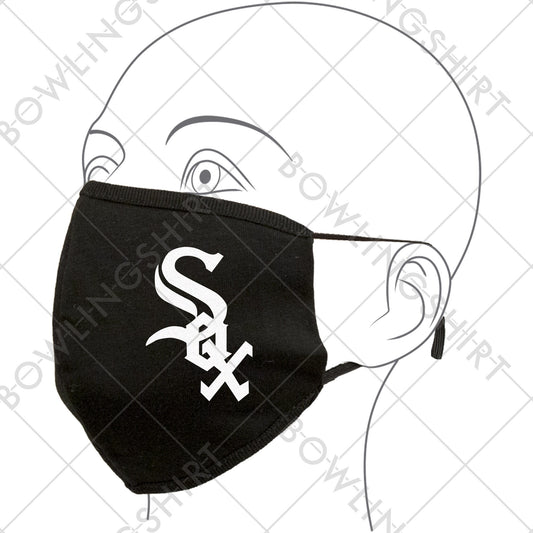 Chicago  Black mask with white glitter with adjustable ear loop