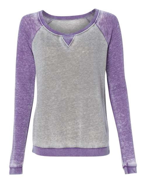 J. America Women’s Zen Fleece Reglan Sweatshirt Cement/Very Berry with monogram