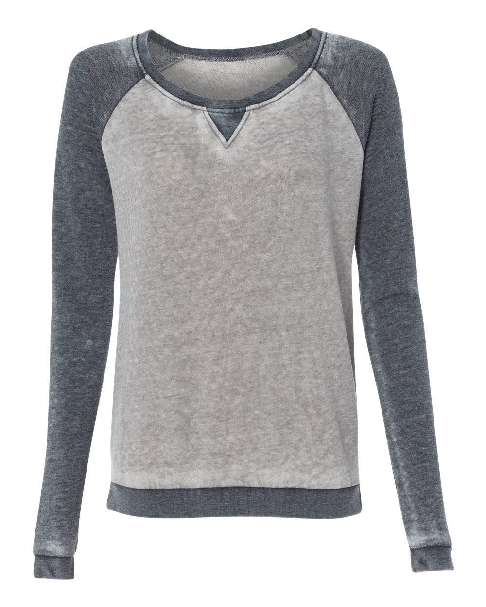 J. America Women’s Zen Fleece Reglan Large Sweatshirt Cement/Dark Smoke with Monogram