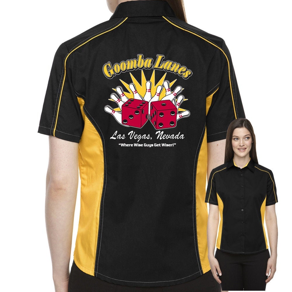Goomba Lanes Classic Retro Bowling Shirt- The Muckler (Ladies) - Includes Embroidered Name #123