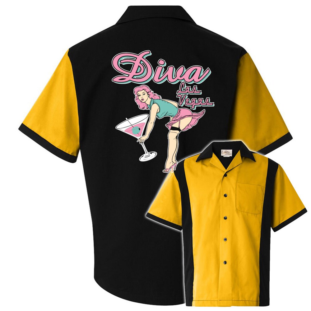 Diva Las Vegas Classic Retro Bowling Shirt - Retro Two - Includes Embroidered Name #155
