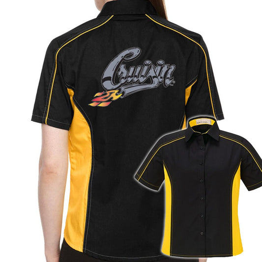 Cruisin' With Flames Classic Retro Bowling Shirt- The Muckler (Ladies) - Includes Embroidered Name
