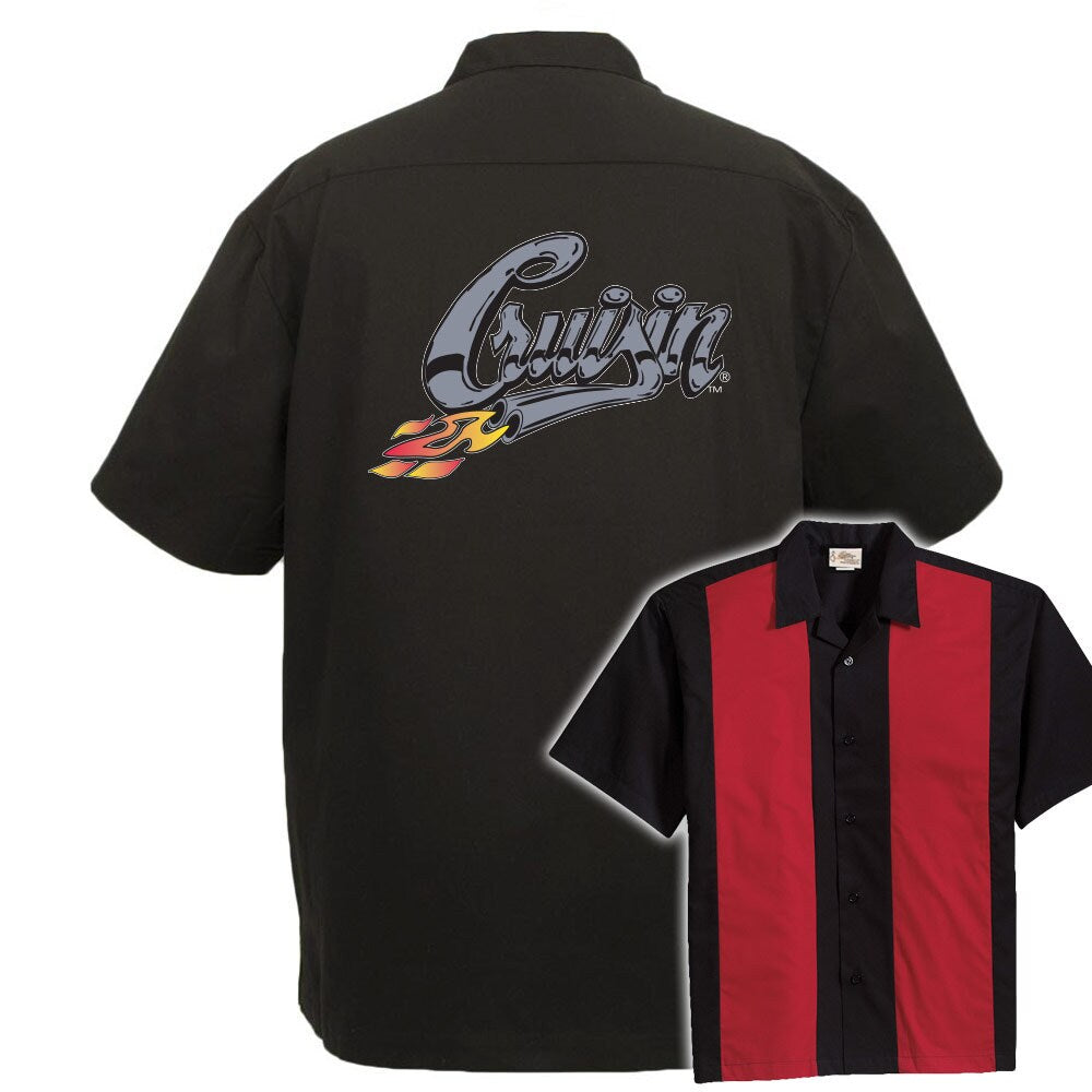 Cruisin' With Flames Classic Retro Bowling Shirt - The Player - Includes Embroidered Name