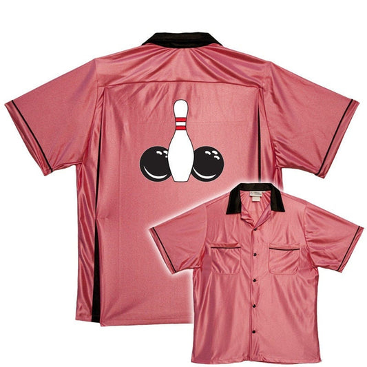 Pin Splash P - Classic Retro Pink Bowling Shirt - Classic  - Includes Embroidered Name