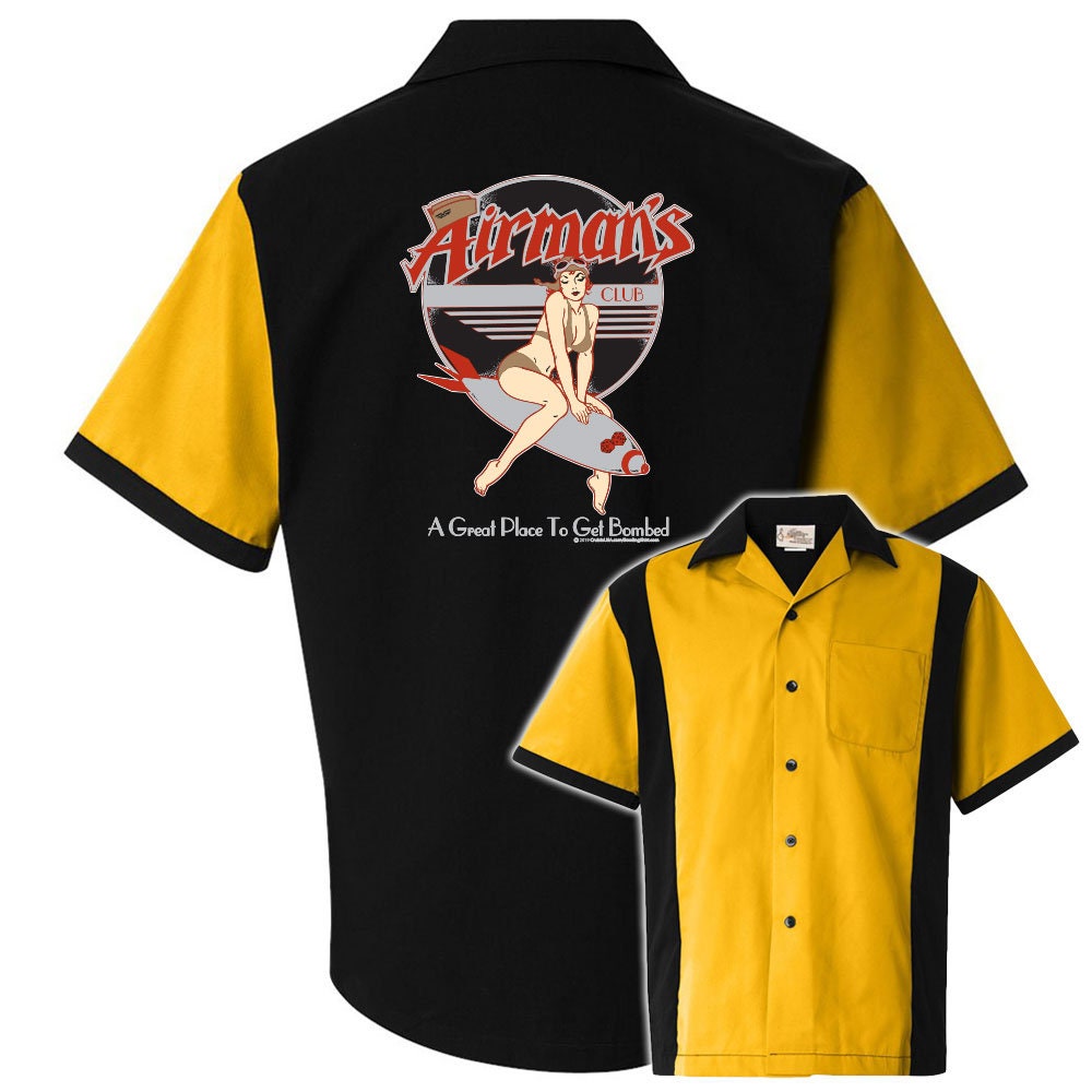 Airman's Classic Retro Bowling Shirt - Retro Two - Includes Embroidered Name