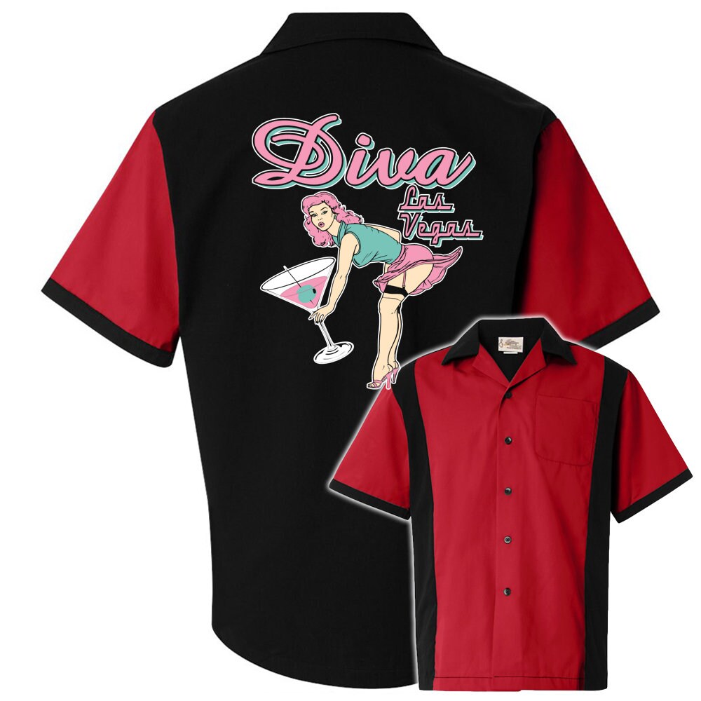 Diva Las Vegas Classic Retro Bowling Shirt - Retro Two - Includes Embroidered Name #155