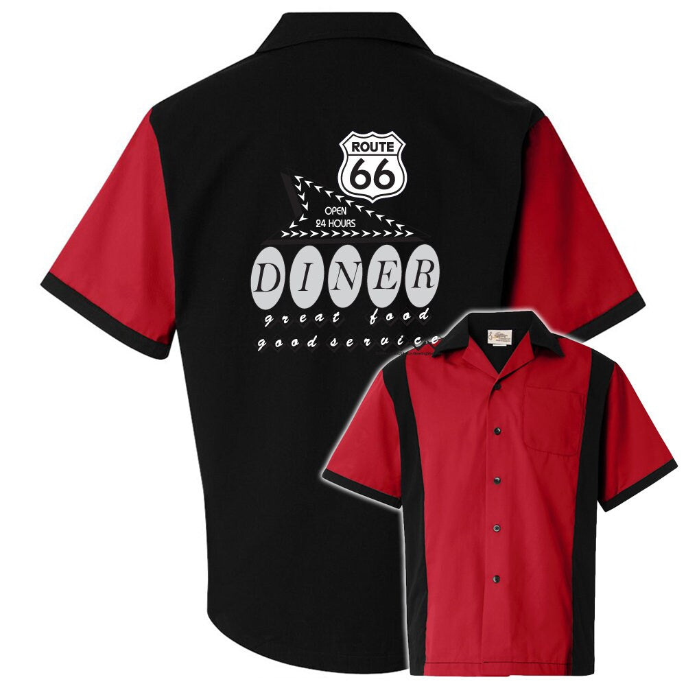 Route 66 Diner Classic Retro Bowling Shirt - Retro Two - Includes Embroidered Name