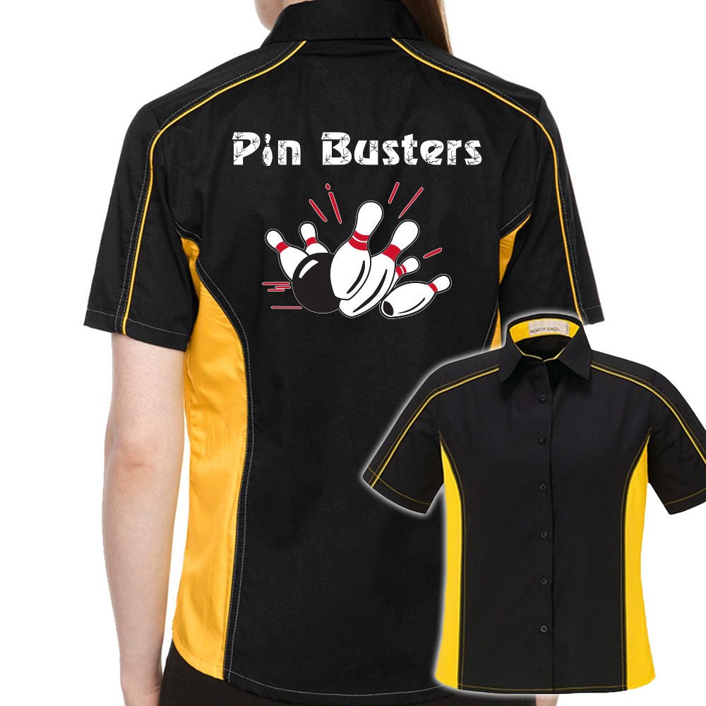 Pin Busters Classic Retro Bowling Shirt- The Muckler (Ladies) - Includes Embroidered Name