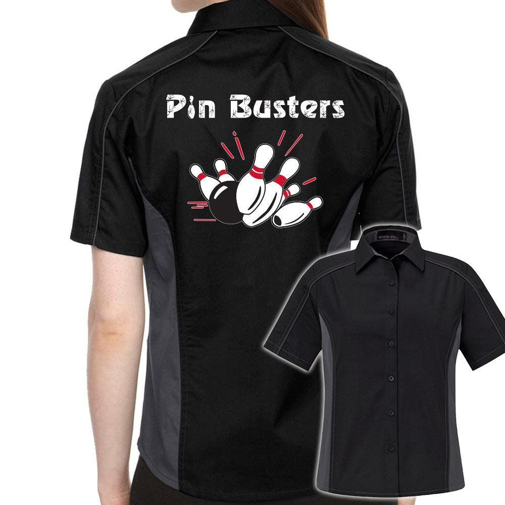 Pin Busters Classic Retro Bowling Shirt- The Muckler (Ladies) - Includes Embroidered Name
