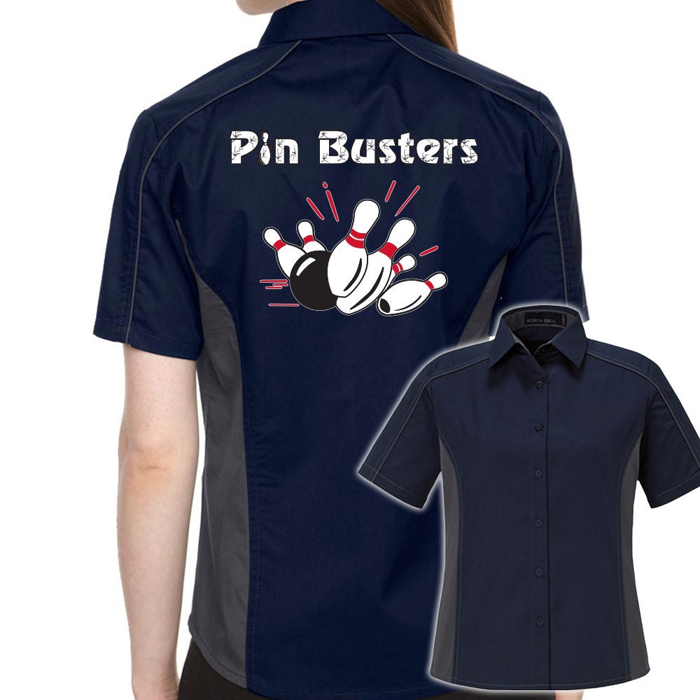 Pin Busters Classic Retro Bowling Shirt- The Muckler (Ladies) - Includes Embroidered Name
