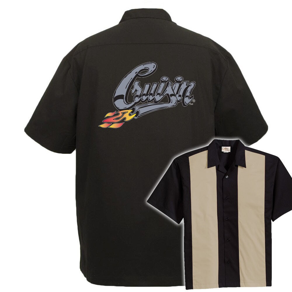 Cruisin' With Flames Classic Retro Bowling Shirt - The Player - Includes Embroidered Name
