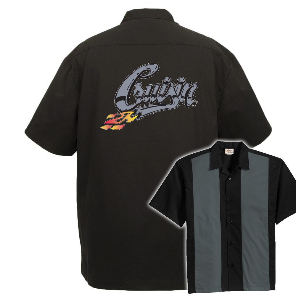 Cruisin' With Flames Classic Retro Bowling Shirt - The Player - Includes Embroidered Name