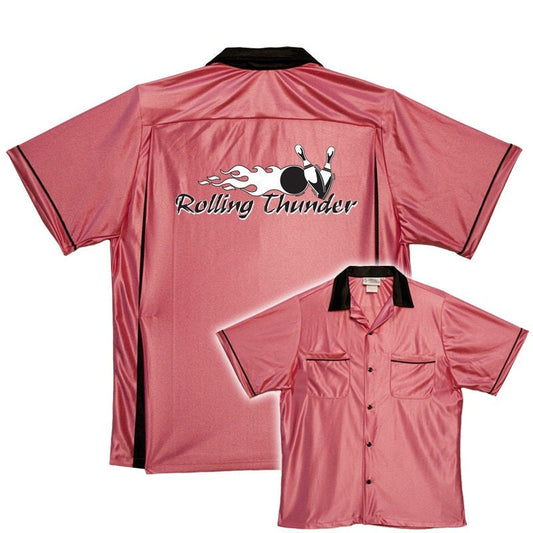 Rolling Thunder - Classic Retro Pink Bowling Shirt - Classic  - Includes Embroidered Name