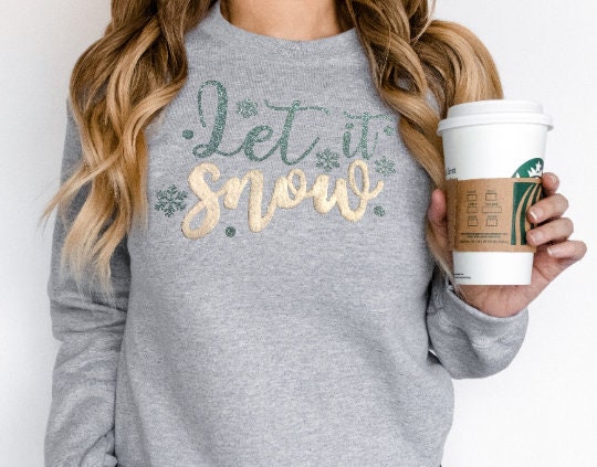 Chenille Let it Snow Crew Neck Sweatshirt Accenting Sewn in- So Cozy #109