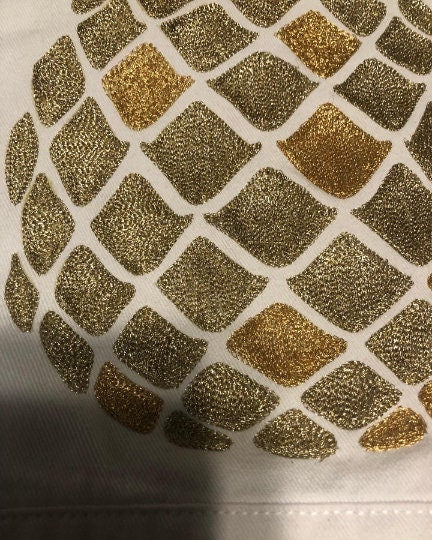 Chaninstitched Embroidered Golden pineapple Denim Jacket One of a Kind made to order