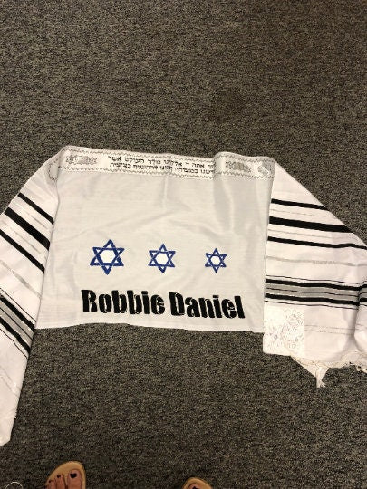 Custom Chainstitch Embroidered Tallis Talis Tallit Prayer Shawl For Bar/Bat Mitzvah