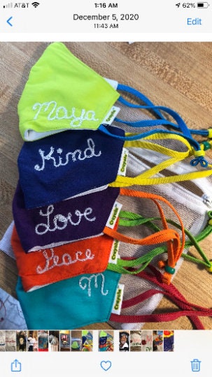 Set of 5 custom chainstitch Crayola kids masks
