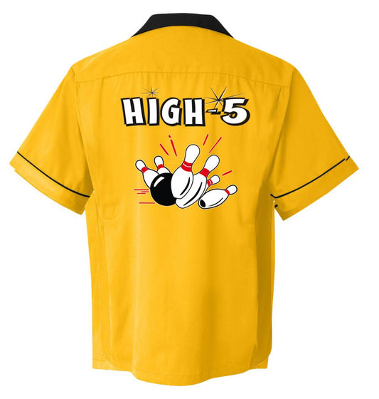 High 5  - Classic Retro Gold and Black Bowling Shirt - Classic size XL ONLY    - Includes Embroidered Name #126/127