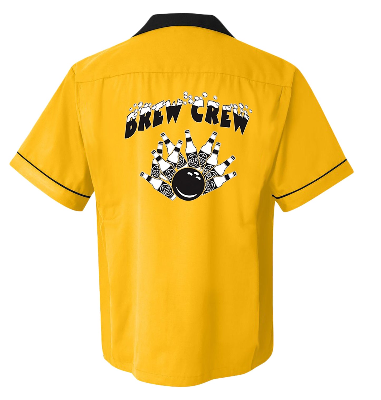 Brew Crew - Classic Retro Gold and Black Bowling Shirt - Classic size XL ONLY - Includes Embroidered Name #122/188