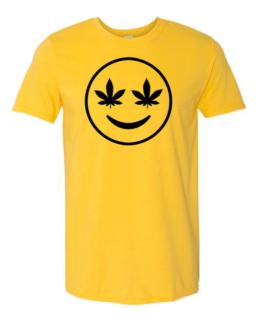 Pot Leaf Smiley Face T-shirt Cannabis Fun #146