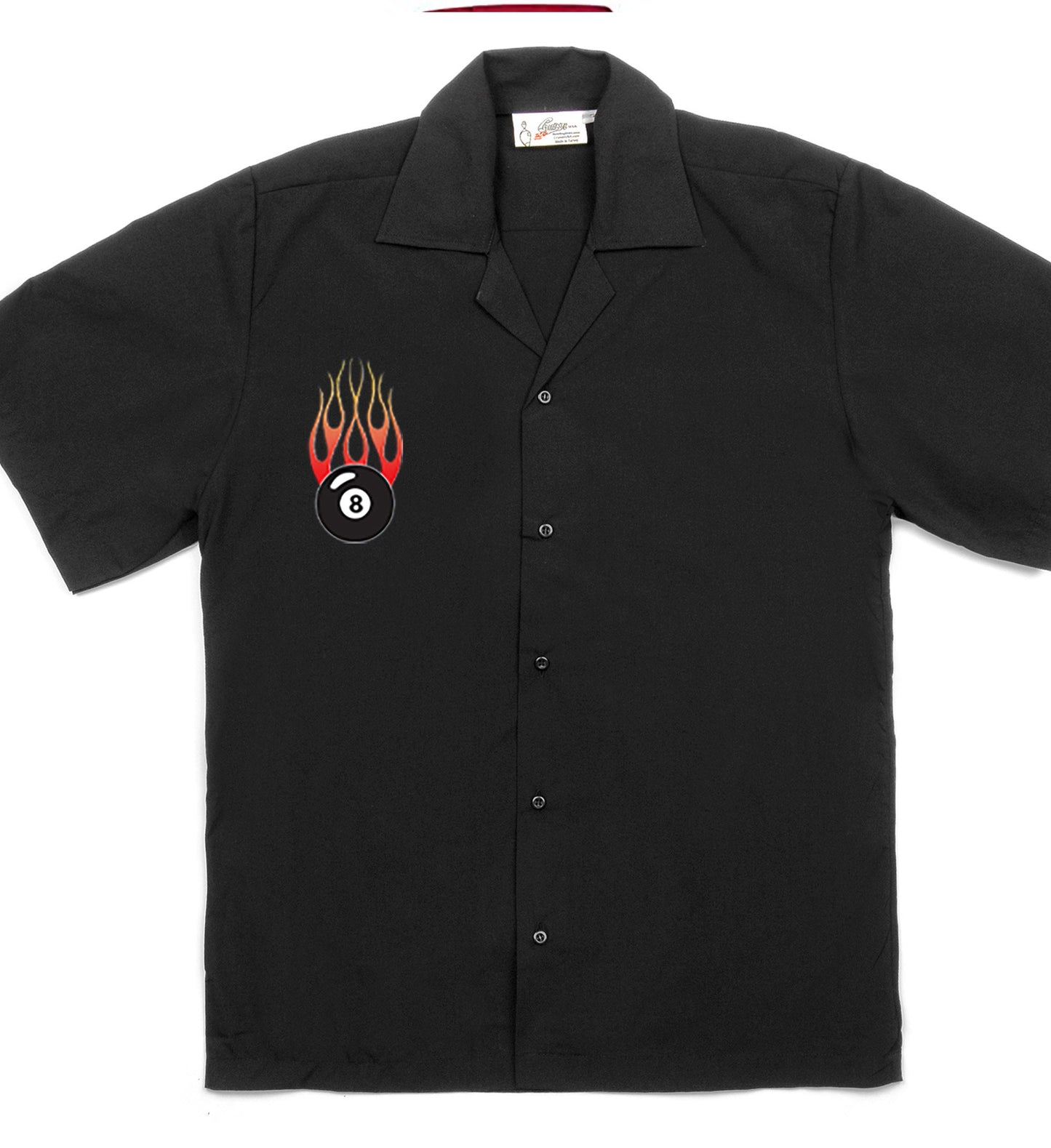 Flaming 8 Ball Classic Retro Bowling Shirt- Vintage Bowler ( Closeout) in multiple colors - Includes Embroidered Name #232