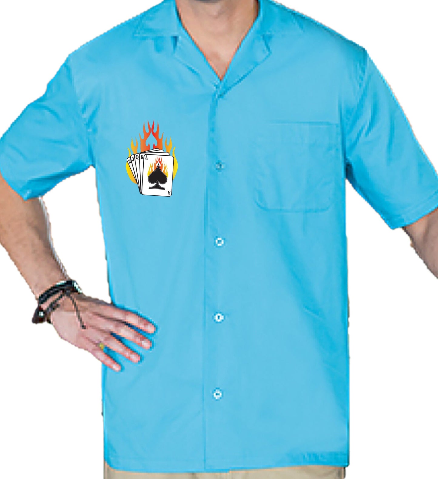 Flaming Cards Classic Retro Bowling Shirt- Vintage Bowler ( Closeout) in multiple colors - Includes Embroidered Name #233