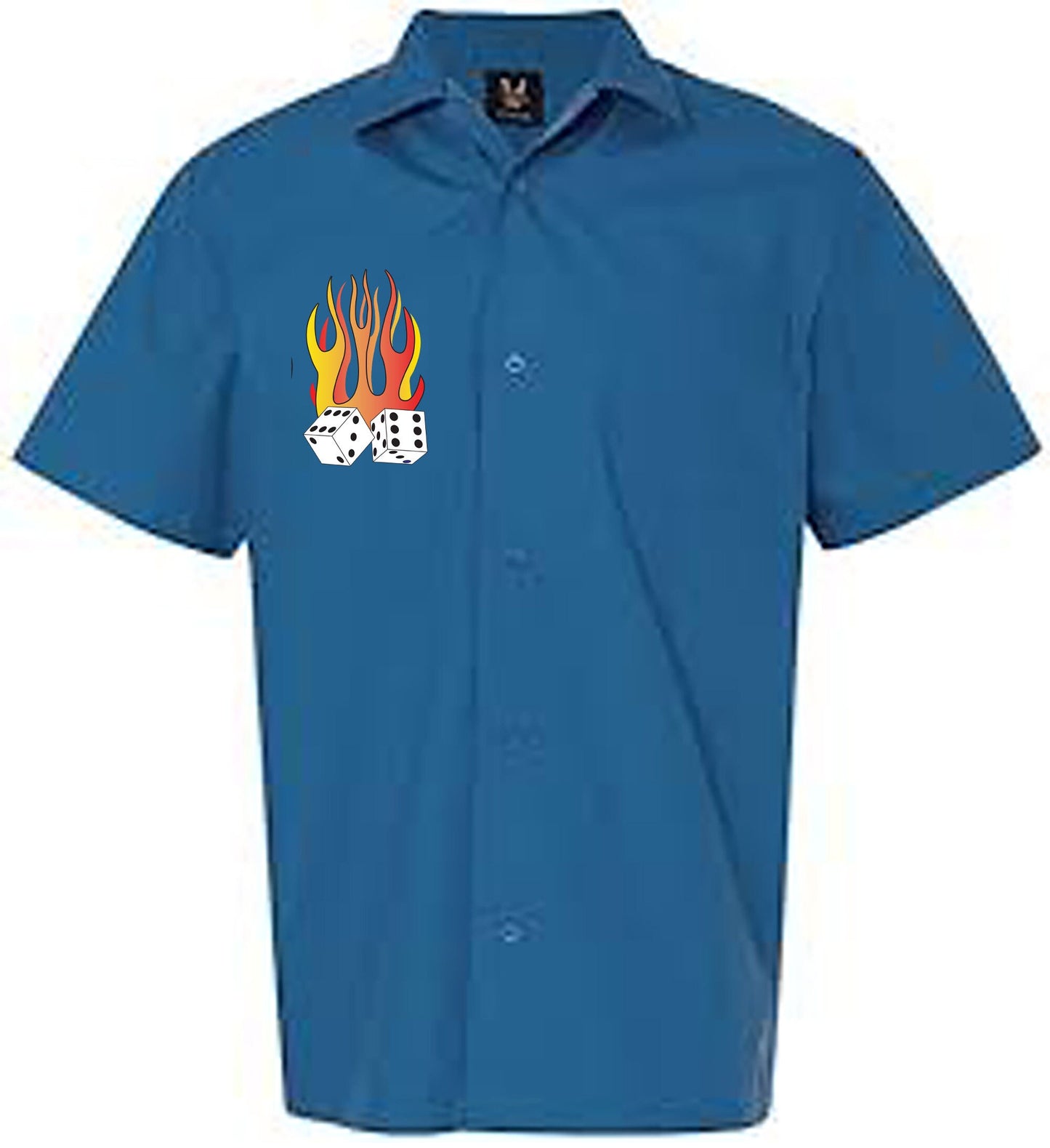 Flaming Dice Classic Retro Bowling Shirt- Vintage Bowler ( Closeout) in multiple colors - Includes Embroidered Name #235
