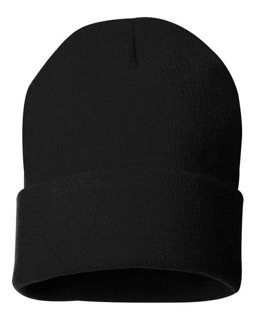 College Logo Embroidered Beanie 12" Solid Cuffed