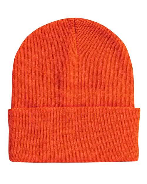 College Logo Embroidered Beanie 12" Solid Cuffed