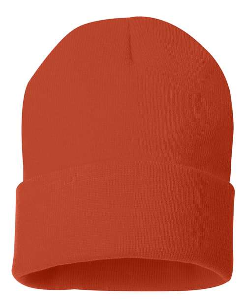 College Logo Embroidered Beanie 12" Solid Cuffed