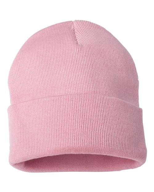 College Logo Embroidered Beanie 12" Solid Cuffed