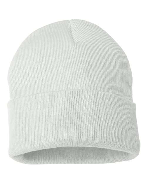 College Logo Embroidered Beanie 12" Solid Cuffed