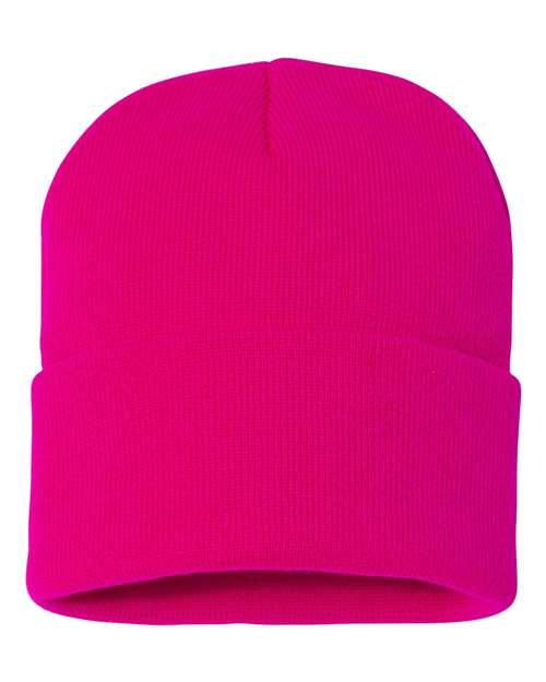 College Logo Embroidered Beanie 12" Solid Cuffed